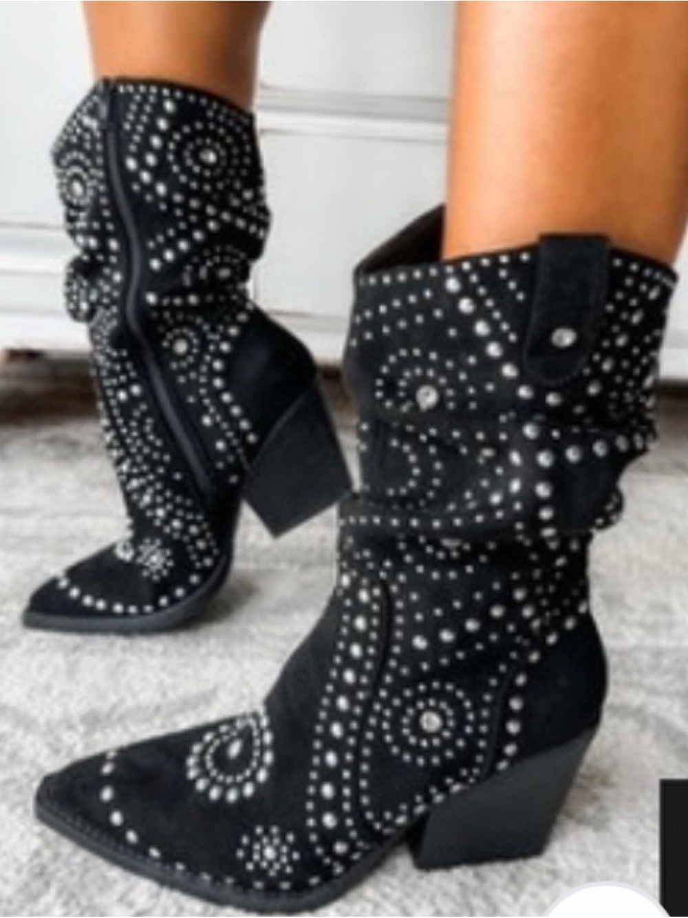 NEW Very G Black Rhinestone Accent Ankle Booties
